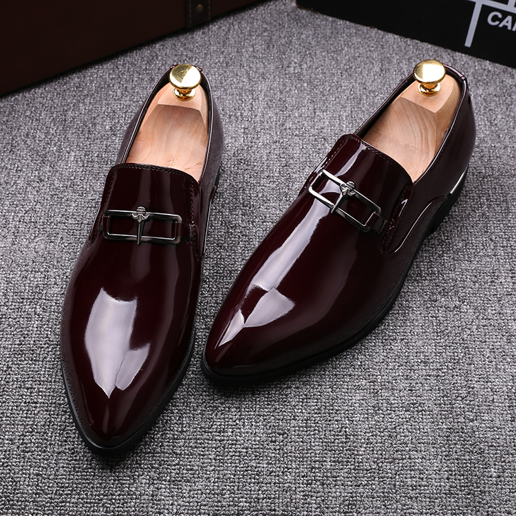 Black & Burgundy Patent Leather Loafers. | FR76 Group Ltd